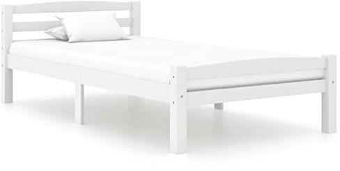 vidaXL Massivholzbett Einzelbett Bettgestell Bett Holzbett Bettrahmen Lattenrost Schlafzimmerbett Schlafzimmermöbel Weiß Kiefer 100x200cm