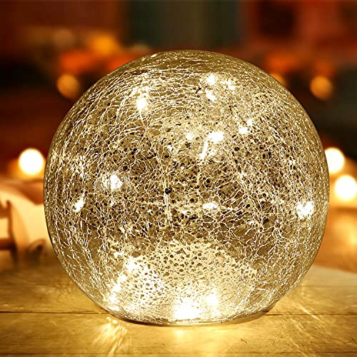 Mercury Crackle LED Glass Globe Ball Lamp