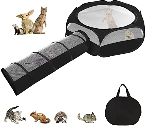 Kelivi Kleintiere Laufstall,Wasserdichter und Faltbarer Kaninchen Freilaufgehege,Haustierzaun mit Doppelten Reißverschlüssen,Meerschweinchen Tunnelzaun,Geeignet für Den Innen und Außenbereich.