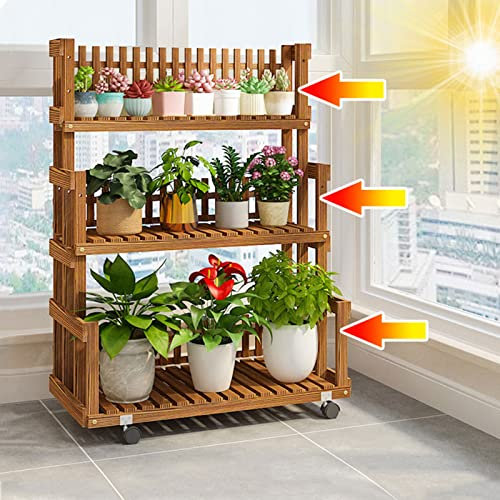 XJHOME Pflanzenregal Holz, Blumenregal mit 3 Ebenen, Blumenständer Garten, Pflanzentreppe mehrstöckig, für Indoor Balkon Wohzimmer Outdoor Dekor Blumentöpfe Holzregal