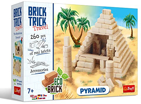 Trefl - Brick Trick Construye con Brick Travel - Pirámide - Construcción Antigua, Ladrillo Natural, EKO Brick Blocks, DIY, Más De 260 Ladrillos, Juego Creativo para Niños A Partir De 7 Años