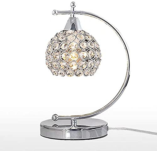 Mengjay Tischlampe, Tischleuchte, Nachttischlampe, Nachttischleuchte E27 Metall, Wohnzimmer Schlafzimmer Büro, Leselampe Bett, Nachttischlampe Kinderzimmer, Modern, mit klarem Kristall