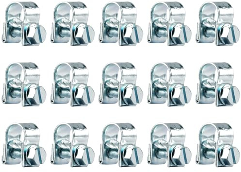 Mini Schlauchschellen 7-9mm 15Stk Stark Gelenkbolzenschelle Spannbackenschelle Bandschelle Schellen Rohrschellen Klein Schlauchklemmen für Mini Kraftstoffleitungs Benzinrohr Auspuffrohr