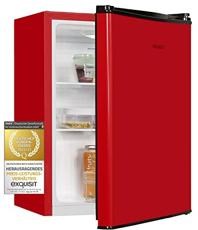 Exquisit Mini-Kühlschrank KB60-V-090E rot PV | 52 Liter Volumen | Mini Kühlschrank für Getränke | Kühlschrank klein ohne Gefrierfach