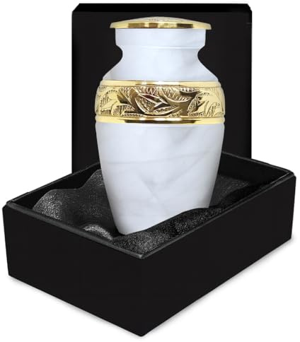 Urna Blanca de Recuerdo – Mini urnas para Recuerdo de Cenizas humanas – Urnas conmemorativas para Cenizas Adultas pequeñas con Caja Negra – Honra a tu ser Querido con urna Blanca de Cenizas pequeñas