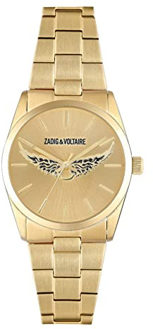 Zadig & Voltaire Montre Femme à Quartz Cadran 36 mm Et Bracelet Acier Doré