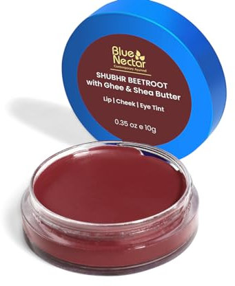 Blue Nectar Lip, Cheek & Eye Tint | with goodness of Nourishing Ghee, Shea Butter & Beetroot | Lip Stain with multiple flavors | Sulphate and Paraben Free (10g)