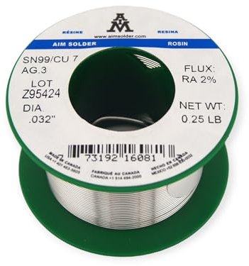 AIM Solder LeadFree Rosin Core Solder Wire Sn99 Ag0.3 Cu0.7 for Electrical Soldering 0.032inch, 0.25lb (0.8mm / 113g)