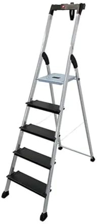 HAILO Escabeau Aluminium 4XL Black + Porte seau 3 marches - Matériel et aménagement d'atelier