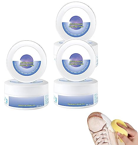 All Purpose Cleaning Removal Decontaminate, Multi Functional Cleaning And Stain Removal Cream, Multipurpose Cleaning Cream, White Shoe Cleaning Cream with Sponge (3PCS)