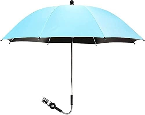 Kinderwagen-Sonnenschirm Universal 50+ UV-Regenschirm Mit Verstellbarer Klemme Und Flexiblem Arm Für Kinderwagen, Kinderwagen, Fahrrad, Rollstuhl, Strandkorb,Blau,75cm,Picturesque234