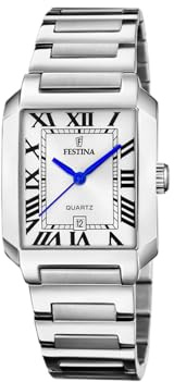 Festina Damen Uhr Analog Edelstahl 316L Silber - Quarzwerk - Mineralglas hochresistent - 5 ATM wasserdicht - Datum F20679/1 - On The Square
