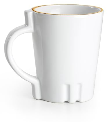 BosilunLife Ceramics Coffee Cup 9 OZ/250 ml, Suitable Capacity, Comfortable Grip Handle Mug, for Latte, Cappuccino, Espresso, Hot Cocoa or Tea, Gift for Birthday/Christmas/Valentine's (White)