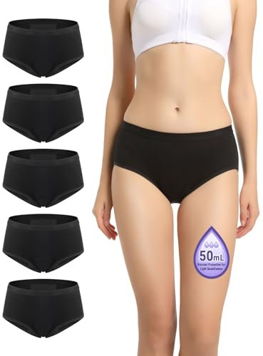 Carer 5 Stück Period Unterwäsche Frauen Menstruationsunterwäsche Sofortige Absorption Komfortabel Waschbare Periodenhöschen für Menstruation Größe XL