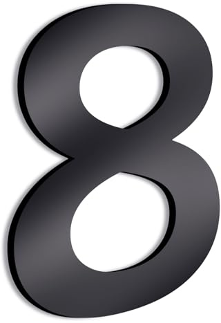 GOYAPRINT Numéros de Maison Extérieur de 25 cm Signalisation pour Commerces Entrepôts Habitations Locaux Grands Numéros en Méthacrylate Noir Brillant (8)