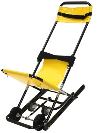 Treppensteiger Rollstuhl, Aluminium-Legierung, 4 Räder Treppe Rollstühle 159KG Tragfähigkeit, Zusammenklappbarer, Tragbarer Rollstuhllifte Verstellbare Kopfstütze mit Sicherheitsgurte