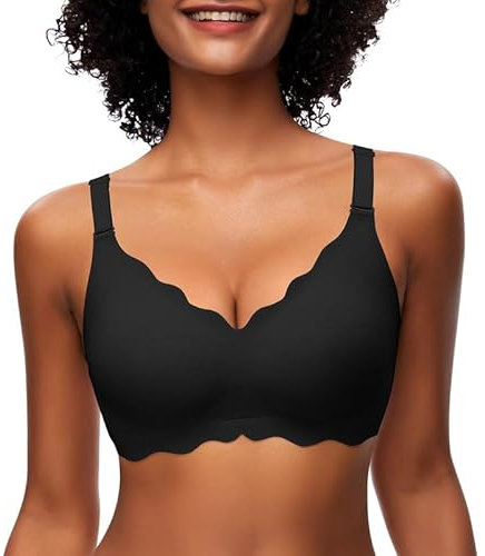 Cavotor Non Wired Bras for Women Seamless Support Wireless Bra for Large Breasts Comfort Soft Bras Ladies T Shirt Bralettes with Extra Extender (Black,L)