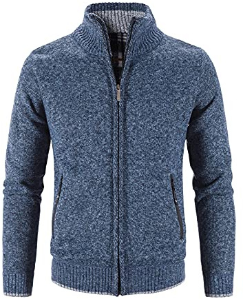 Rrongwn Cardigan en laine tricotée pour homme avec fermeture éclair - Coupe droite - Manteau d'hiver moderne - Veste de travail - Manteau d'hiver chaud et décontracté - Léger et respirant - Manteau en