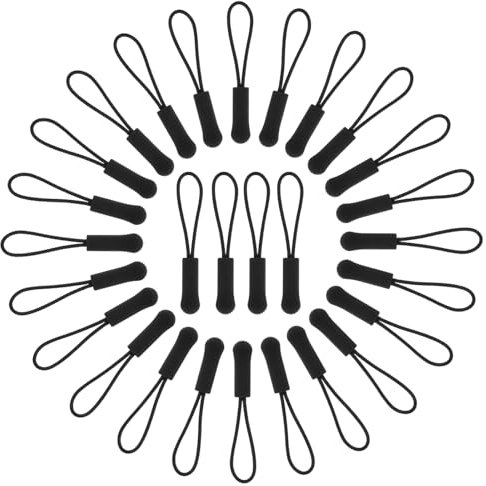 COMNICO 56 Stück Reißverschluss Verlängerung Nylon Ersatzzipper Anti-Rutsch Reißverschluß Zipper Pull Anhänger für Gepäck, Rucksäcke, Handtaschen, Geldbörsen, Jacken (Schwarz)