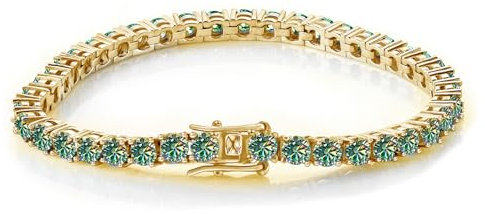 LOEXZAH Grünes Moissanit-Tennisarmband für Damen und Herren, Diamant-Tennisarmband, rotvergoldet, 3 mm, Herren-Diamantarmband, Geburtstagsgeschenk, Diamantschmuck (Gold, 19,8 cm, Blaugrün), 7.78inch,