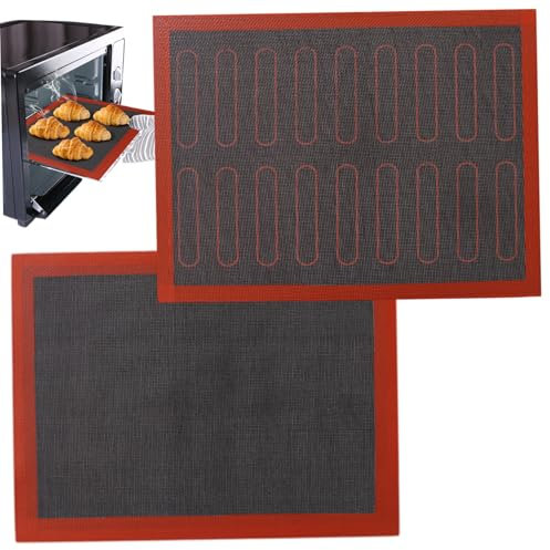 Tapis de pâtisserie perforé tapis de boulangerie en silicone 2pc tapis de four en silicone antiadhésif, tapis de cuisson en silicone réutilisable 16x12 pouces pour biscuits, brownies, gâteaux.
