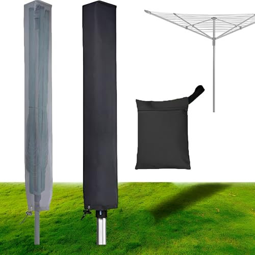 MZSX Wäschespinne Abdeckung Wasserdicht mit Reißverschluss, 16x16x180cm Schutzhülle für Wäschespinne, Wetterbeständige und schützende Sonnenschirmabdeckung für Gartentrockner und -lüfter