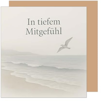 Edition Seidel Premium quadratische Trauerkarte mit Umschlag. Beileidskarte Karte In tiefem Mitgefühl Trauer Anteilnahme Abschied Beileid Meer (TQ171 SW025)
