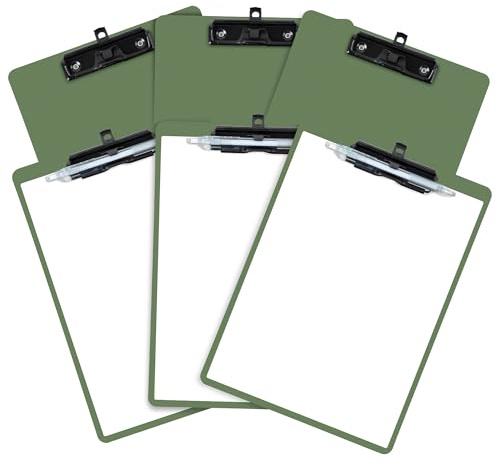 FRETONBA Porte Bloc A4 avec Porte-stylo, 6 Pièces Porte Documents, Planchettes à Pince et Porte-formulaires, Clipboard avec des Crochets Rétractables pour Écoles, Hôpitaux et Bureaux, Vert