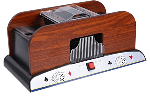 YARNOW Barajadora automática de cartas eléctrica para puentes y cartas de póquer sin batería Adecuado para barajas de cartas Fácil de pulsar un botón Accesorios para noches de juego