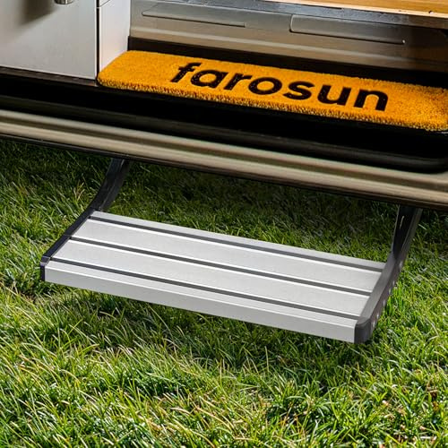 Farosun Trittstufe für Wohnmobil – Klappbare Einstiegshilfe aus Aluminium, 45x21x17cm, wetterfest, tragfähig bis 200 kg, rutschfest, einfache Montage, für Wohnwagen und Camper