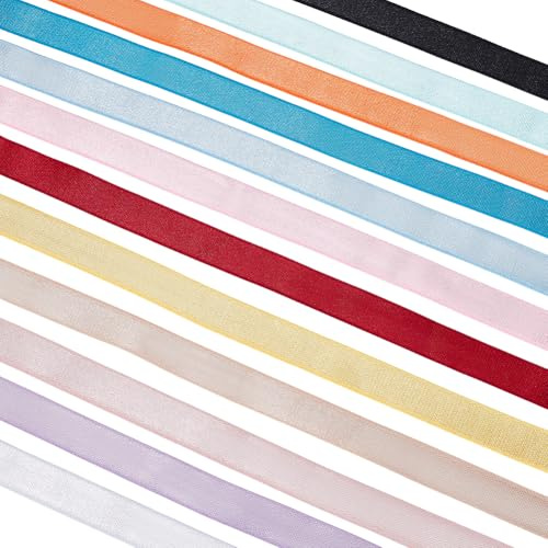 BENECREAT Cinturino Elastico per Reggiseno Da 24 m, 12 Fascia Elastica In Raso Colorato, Nastro Elastico Da Cucito Largo 15mm per Cucire Spalline di Reggiseno e Lingerie, Realizzazione di Tracolle