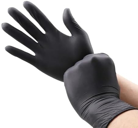 10-100 pezzi guanti monouso in nitrile nero senza lattice, polvere for lavoro meccanico, manicure, cucina, cottura, riparazione auto(10PCS,L)