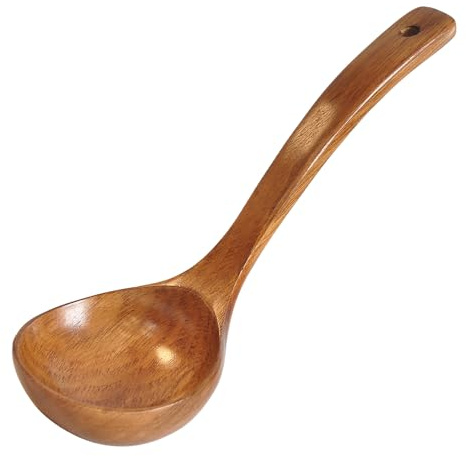 Generic Cuchara Curva Grande de 26 Cm con Largo para Cocinar y Servir, Utensilio de Cocina Estilo Coreano para Cuchara de Madera, para el Hogar y Restaurantes, Hecho de Madera de Ko - Color