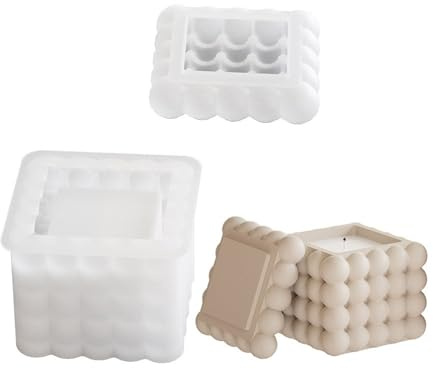 Maxtonser Set di stampi in silicone per barattoli con coperchio, per resina, cemento, cemento e gesso, decorazioni artigianali