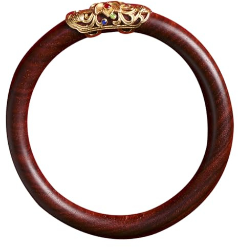 TOPPERFUN Pulsera Étnica de Madera Marrón para Mujer Superficie Lisa y Diseño Redondo, Brazalete Vintage Elegante Adecuado para Cumpleaños y Playa