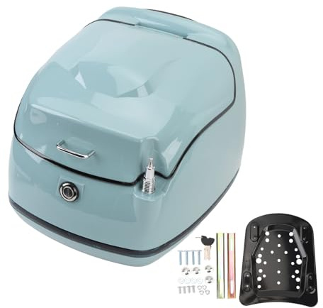 Motorrad-Topcase, 38 l, Retro-Motorrad-Gepäck-Topcase, passend für Motorräder und Elektroroller, mit sicherem Schloss, stilvolles Design und geräumiger Stauraum (Blau)
