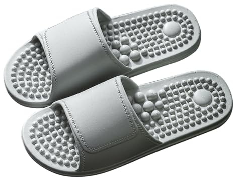 Badtofflor med noppor, dambadtofflor med massagesula, badskor, casual, bekväma sandaler, halkfria, ergonomiska tofflor, mjuka för kvinnor och män, glid, mjuka strandsandaletter, GRÅ, 40 EU
