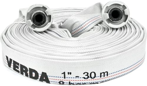 Schlauch Flachschlauch 30m 1 Zoll – 8 Bar Druck – Feuerwehrschlauch, Bauschlauch, Wasserschlauch, flexibel, robust, Garten, Industrie, Landwirtschaft (WP30D)