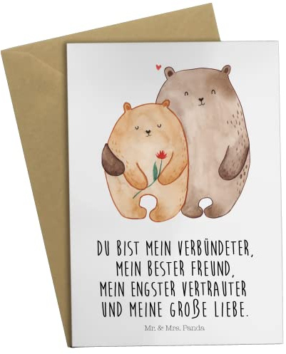 Mr. & Mrs. Panda babykarte Bären Liebe - Geschenk, Blume, osterkarte, weihnachtskarten, hochzeitskarten, Bär, Kuscheln, Freundin, einladungskarten, Klappkarte, Hochzeitstag, glückwunschkarten