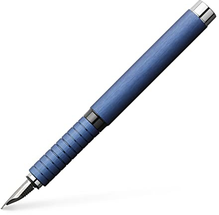 Faber-Castell 148441 - Stylo plume Essentio, plume F, aluminium bleu