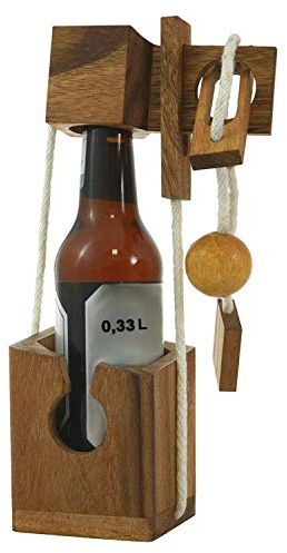 LOGOPLAY MINI Flaschen-Tresor extra für kleine Flaschen - Flaschen-Safe - Flaschen-Puzzle - Denkspiel - Knobelspiel - Geduldspiel - Logikspiel aus edlem Holz in kleinformatiger Ausführung