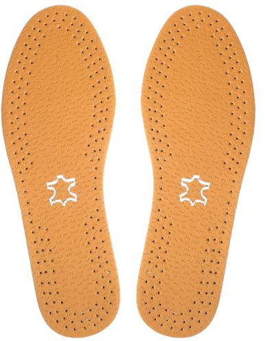 Healifty 1 Pair of Leather Insoles Shock Absorbing Anti-Sweat Leather Shoe Insole for Men/Women Odour Absorber Soles, Size 39 / UK 6