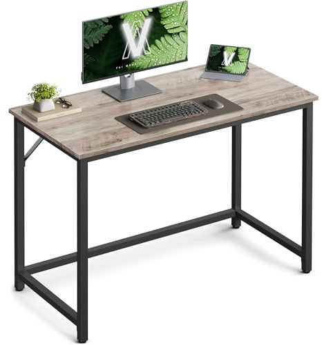 VASAGLE Tisch, Computertisch, Bürotisch, 100 x 50 x 76 cm | Für Arbeitszimmer, Schlafzimmer, Wohnzimmer, Heather Greige-Mattschwarz, BARNET Kollektion LWD041B02