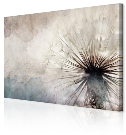 decomonkey Wandbilder Pusteblume Blumen 90x60 cm 1 Teilig Leinwandbilder | Strukturleinwand, Holzkeilrahmen, Bild auf Leinwand, Kunstdruck, Wanddeko, Wohnzimmer, Wanddekoration, Abstrakt