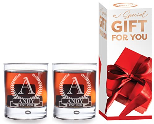 AIGAT 2 Stk. Whisky Gläser mit Gravur 270ml Whisky Geschenkset für Männer, Papa, Whisky Tumbler Glas für Scotch, Cocktail
