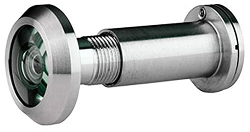 Loops External Door Peephole - Crystal Lens -180 Degree Viewing Angle - Satin Steel | Exetrnal Door Security Furniture - Peephole Viewer - Recessed Viewing Lens Spyhole