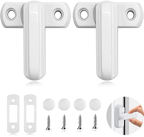 2pcs Sash Jammers Window Locks, Plastic Steel Casement Door and Window Lock White Zinc Cast Alloy Suitable for UPVC PVC Doors Windows Home Security