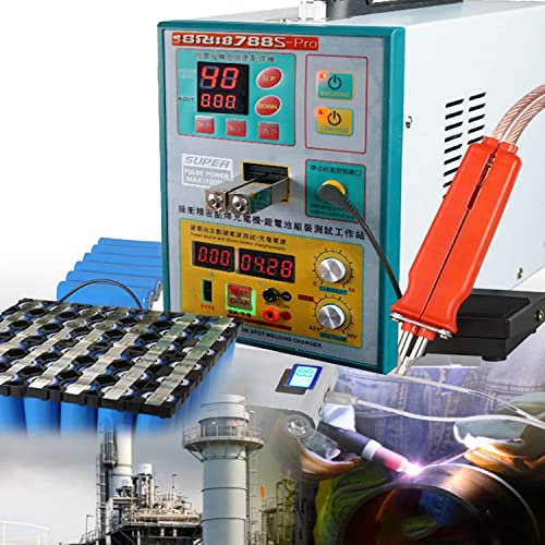 LINTAIZUO Soldador por Puntos - Soldador InaláMbrico 788S Pro con FuncióN de Prueba de Carga Soldador por Puntos con BateríA de 3,2 Kw Soldador por Puntos con Pulso 4 Filas de BateríAs 18650