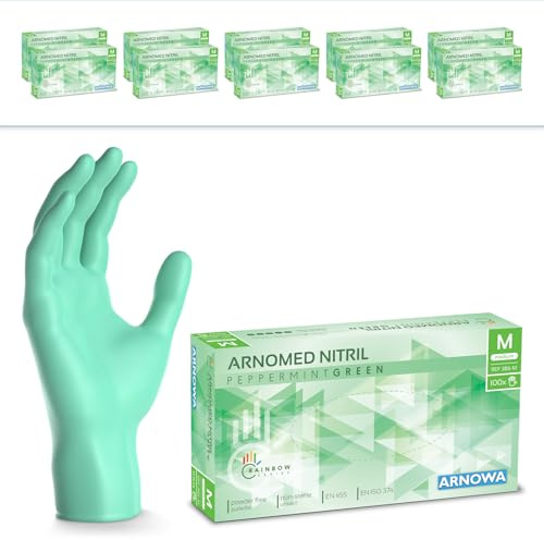 1000x ARNOMED® Einweghandschuhe Türkis, Nitril Handschuhe M | Einmalhandschuhe, Nitrilhandschuhe puderfrei, Gummihandschuhe Einweg, Schutzhandschuhe, Handschuhe Nitril in XS, S, M, L, XL