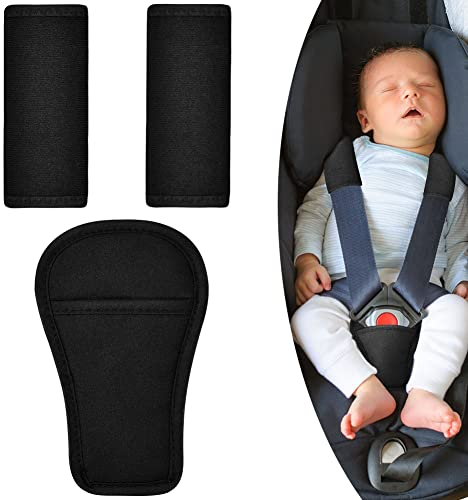 Aomig Housse de Ceinture de Sécurité pour Bébé, 3 Pièces Voiture Protège Ceinture de Sécurité Coussin, Housses de ceinture et coussins de ceinture de sécurité pour porte-bébé Protéger Cou Epaules